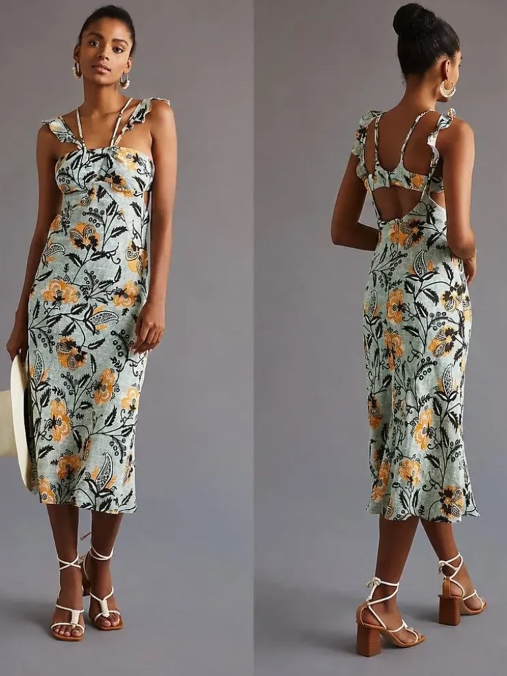 Anthropologie Halter Ruffle Midi Dress
